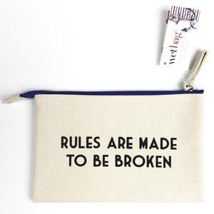 Gift Craft Canvas Rules Are Made To Be Broken Water Resistant Graphic Bag NWT